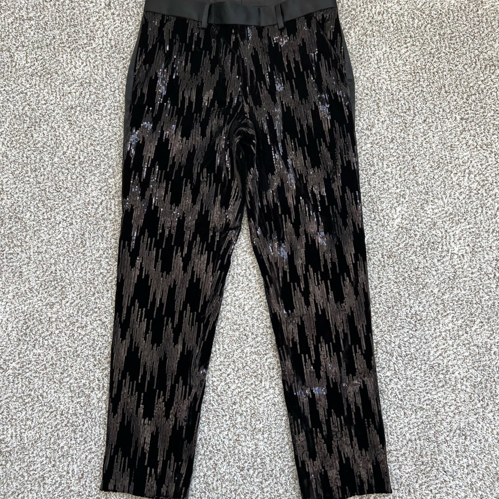 ASOS Black Dress Pants with Chevron Pattern and Sequins! NWOT